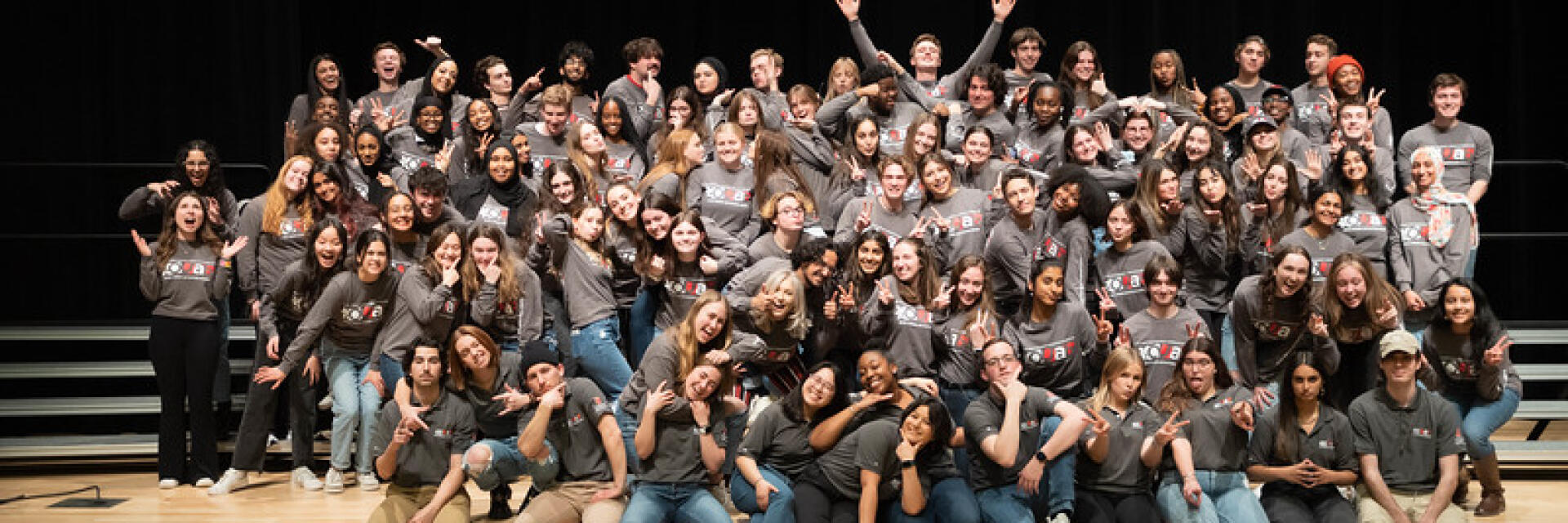 OUAB 's 130 members doing a fun pose.